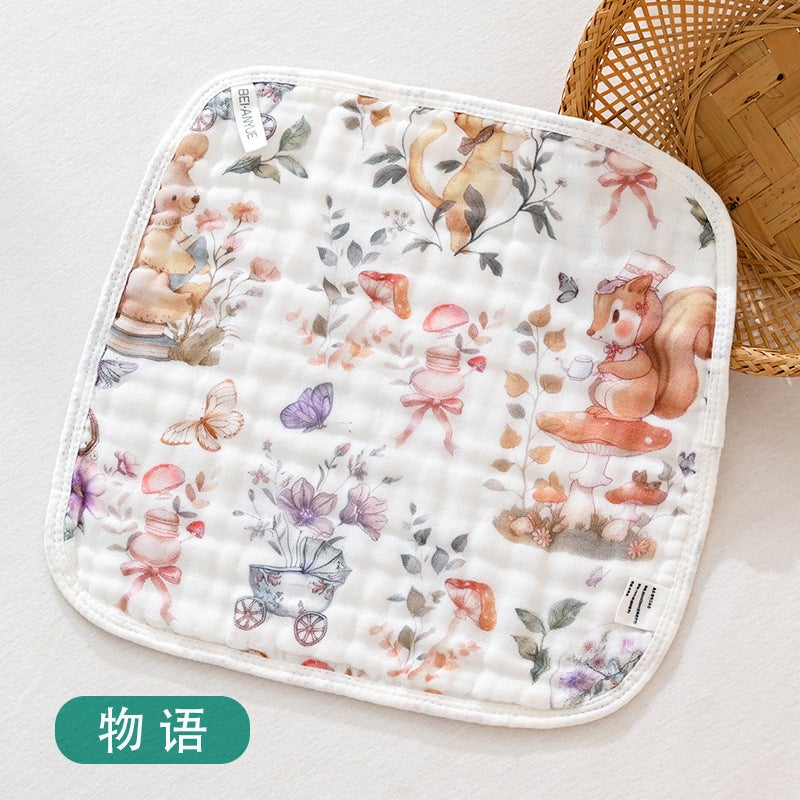 Baby Saliva Towel Type A Pure Cotton Baby Towel Baby Gauze Towel Six-Layer Seersucker Cotton Small Towel - Image 1